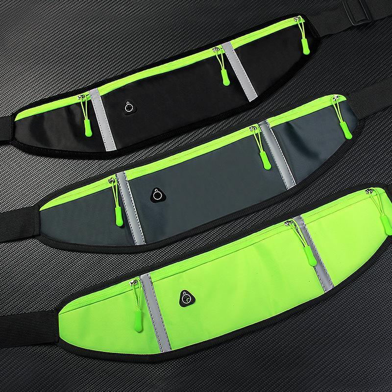Slim Reflective Waterproof Sports Waist Bag With Headphone Hole Lightweight Portable Design Ideal For Running & Outdoor Sports