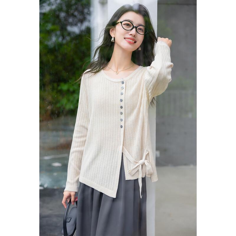

MOKANA Women s Waist Tie-Up Knitted Long Sleeve Top OS