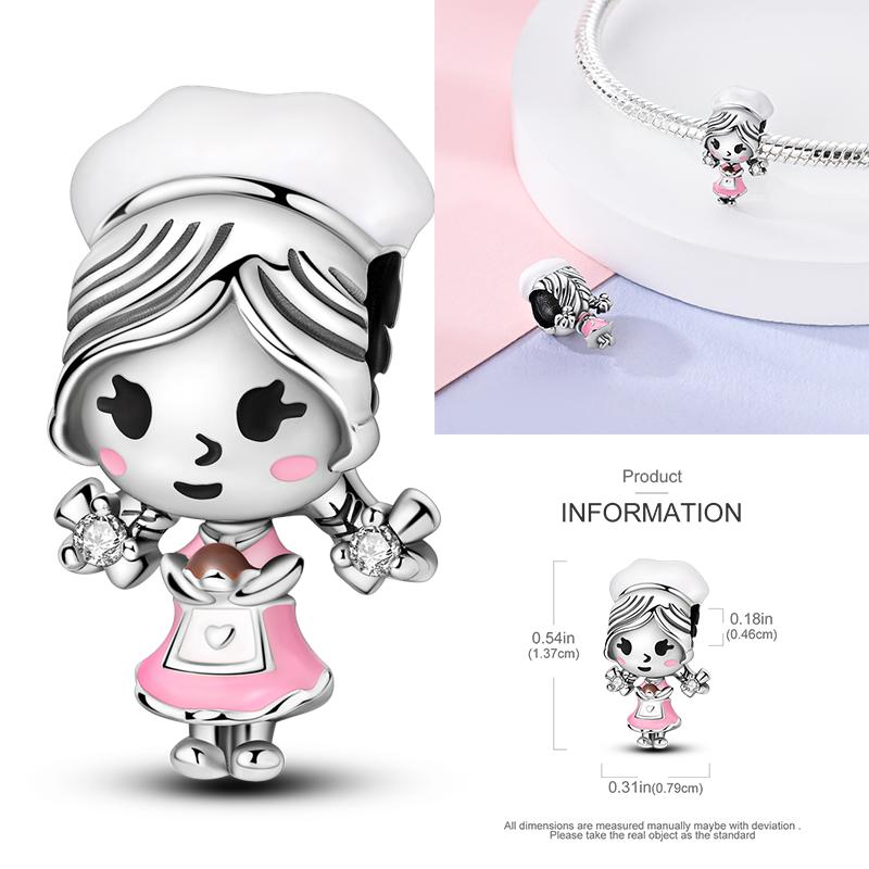New Copper Charms Beads Pink Series Perfume Cake Princess Skirt Pendant Fit Original Bracelet Diy Jewelry Gifts