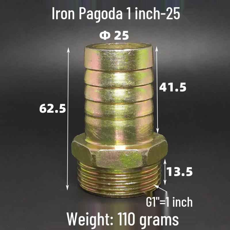 Iron-Plated Threaded Pagoda Hose Connector - Fits 1/2, 3/4, 3/8, 1/4, 1 Inch