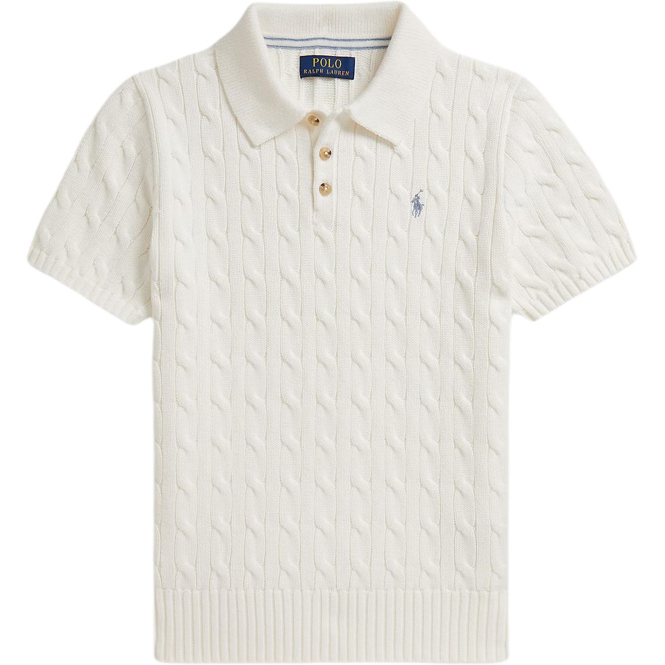 

Polo Ralph Lauren Cotton Solid Cable Knit Polo Collar Short Sleeve Kids tops 323962923-504 L