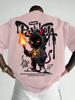 Streetwear Style Cartoon Devil Graffiti Print on Premium Mens T Shirt Perfect for Summer Urban Style