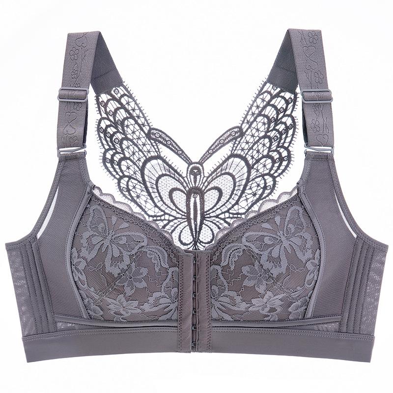Front Buckle Seamless Underwear Thin Section Women's Big Breasts Small Beautiful Back Adjustable Large Size Bra Gather and Close The Breast Bra