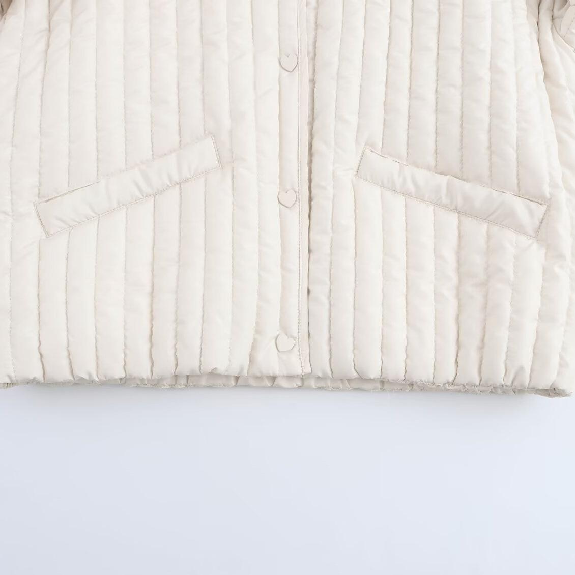 

2025 новая женская одежда хлопковая куртка с застежкой в виде сердца XS белый