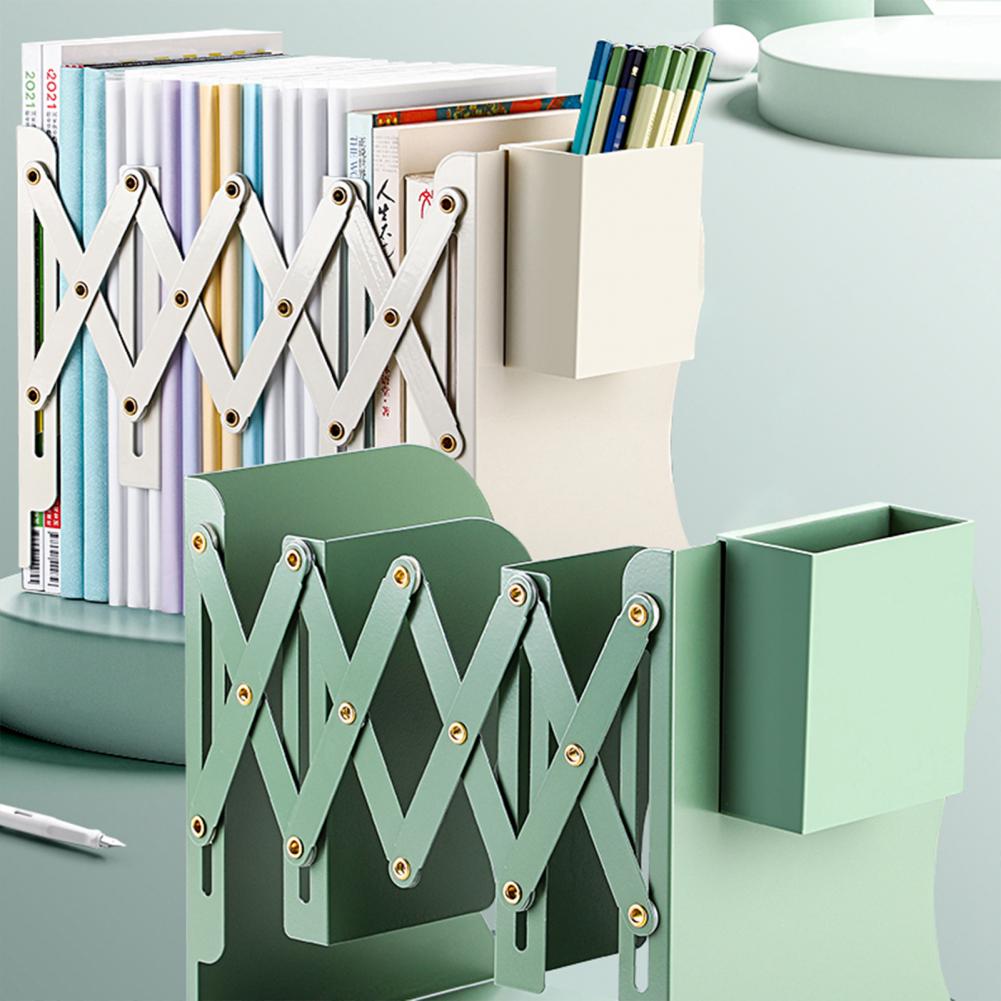 20cm Metal Bookend Retractable Desktop Book Stand Space-saving Book Organizer Holder Stable Book Rack For Home School Office