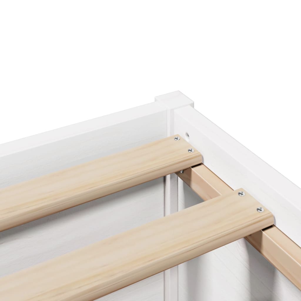 Solid Wood Bed with Headboard White 140x190 cm Pine