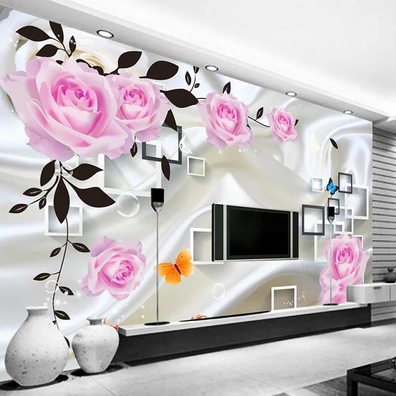 Fototapete für Schlafzimmer, Wohnzimmer, TV-Hintergrund, Wohnkultur, Rose, Blume, Wandbild, Tapete