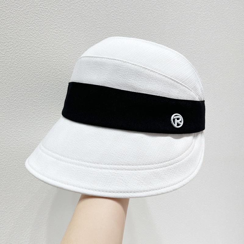 

Летняя женская шляпа рыбака с черными и белыми полосками, модная солнцезащитная шляпа one size белый