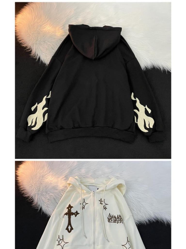 Men's Hooded Cardigan: Trendy American High Street Oversized Embroidered Sportswear for Spring and Autumn Couples.