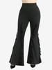 Rosegal Plus Size Spider Web Flocking Ruffles Lettuce Flare Pants