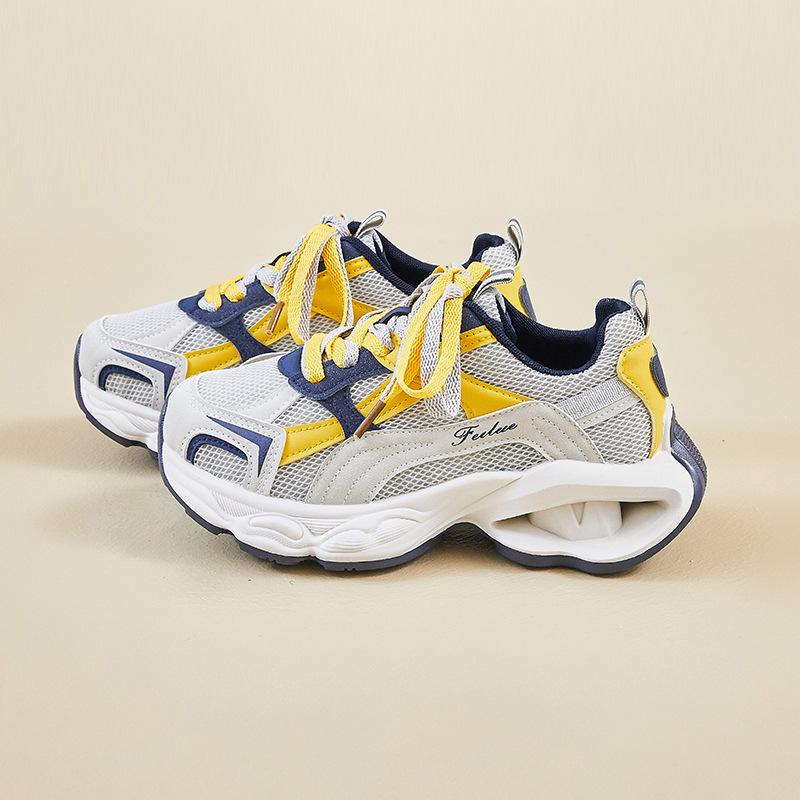 Woman Chunky Sneakers Fashion Double Lace Up Breathable Mesh Casual Sport Shoes Trendy Versatile Height Increase Platform Shoes