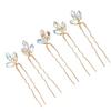 5Pcs Crystal Flower Hair Pins Simple Retro Elegant Shiny Light Rhinestone Hair Piece for Party Wedding Bouquet