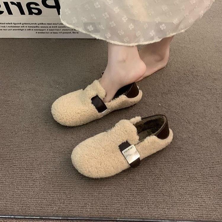 Mao Mao shoes keep warm in winter, new retro Doudou shoes, plush and versatile cotton shoes