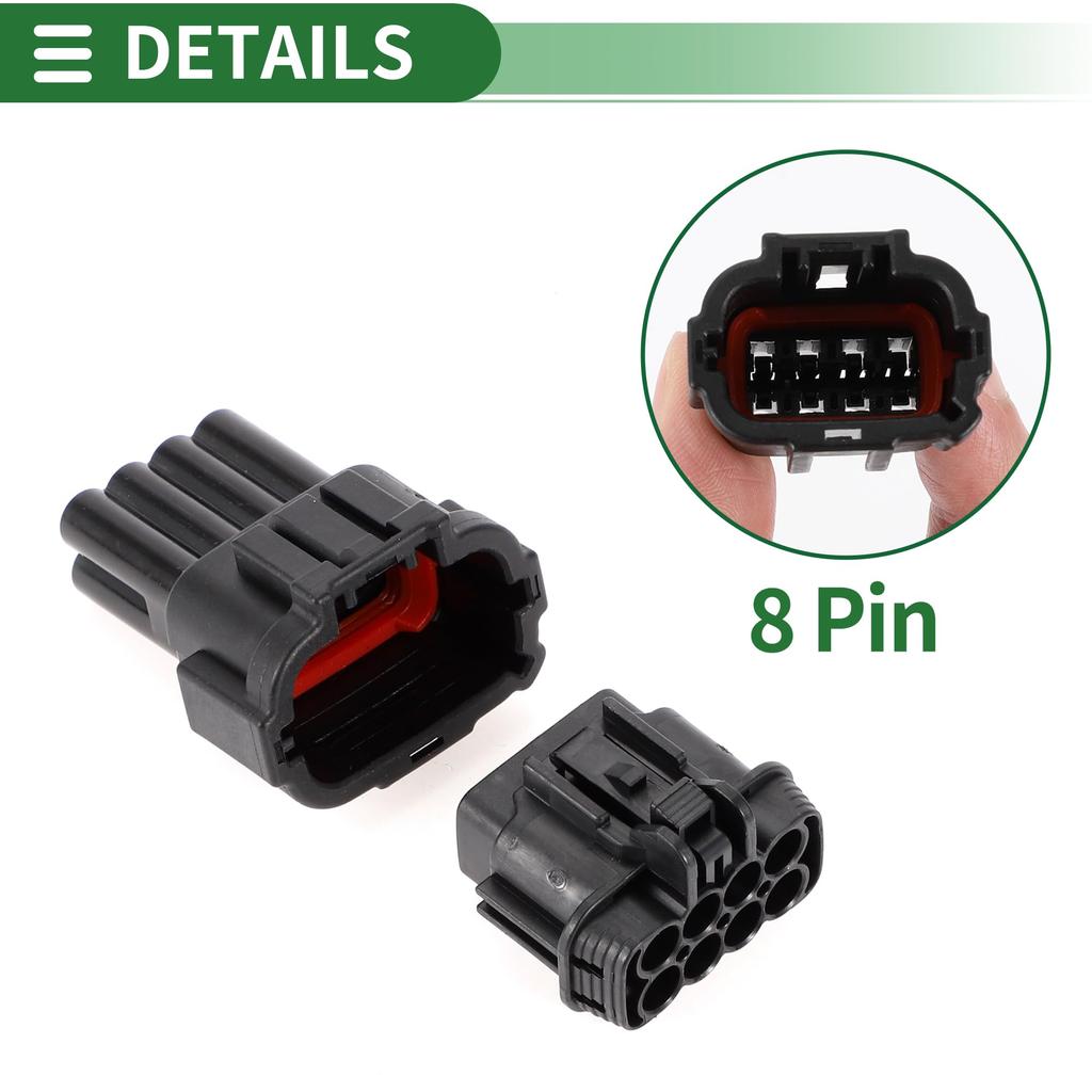 Motoforti Nissan Front Headlight Connector Housing, Female and Male Wire Terminals, Plastic, Copper-Plated Black, Waterproof