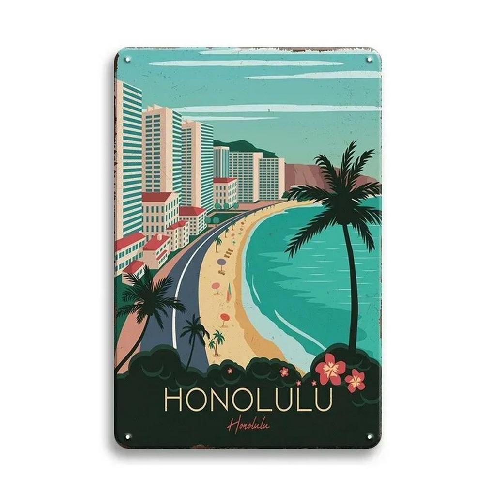 Metal Tin Signs Paris New York Wall Decoration Plaque Vintage Art Poster Iron Painting for Man Cave Home Cafe Garden Club Bar