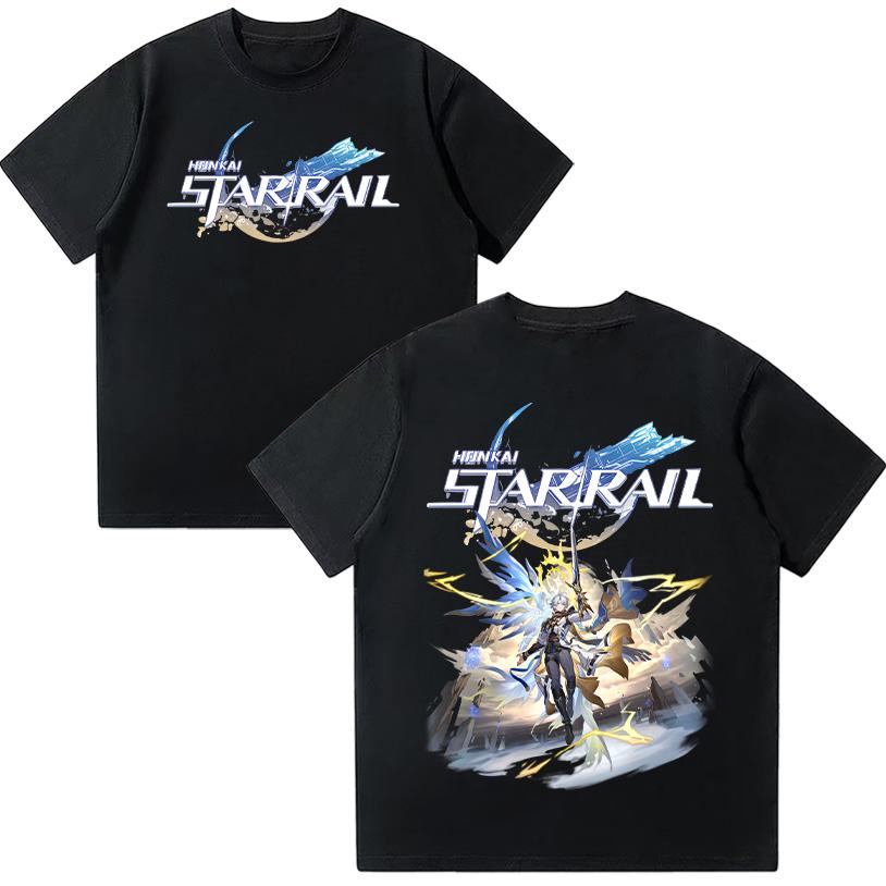 

Футболка Honkai Star Rail Phaenon Летняя с круглым вырезом Y2k Одежда Хлопковая с коротким рукавом Одежда Харадзюку 2025 Игра Аниме Футболки Унисекс Топ L чёрный
