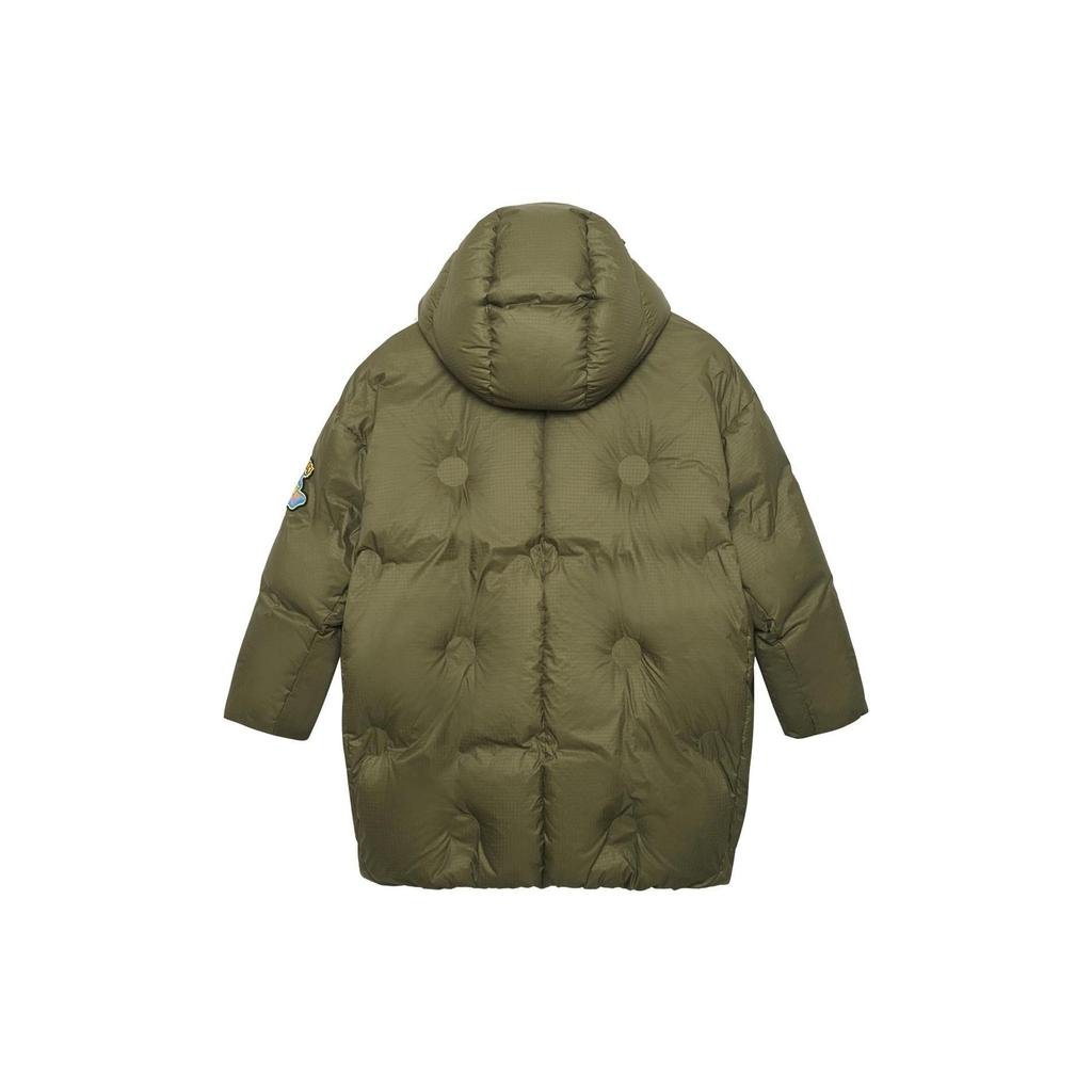 Li Ning Badfive Solid Color Pattern Label Zipper Down Jacket Men Outerwear Green AYMS323-1