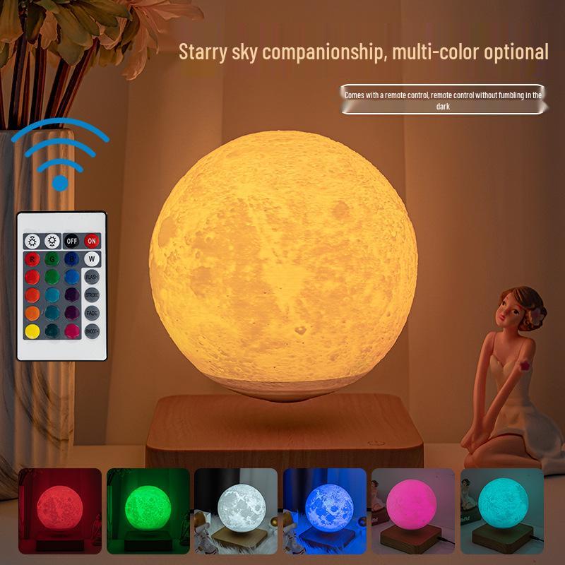 

16-Color Levitating Moonlight Ball: 3D Printed Night Light Gift 16-Color 14CM Moon (Dark Base)