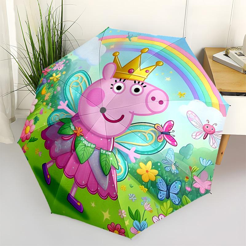 

1pc Peppa Pig Automatic Folding Umbrella - 8-Rib Durable Iron Frame, Compact Portable for Daily Travel, Intricate Patterns yy251125252