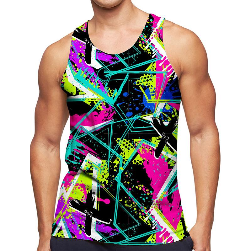 3D Fantasy Abstract Graffiti Figure Tank Top Gym Clothing Men Summer Basketball Vest Quick Drying Sleeveless Tops S