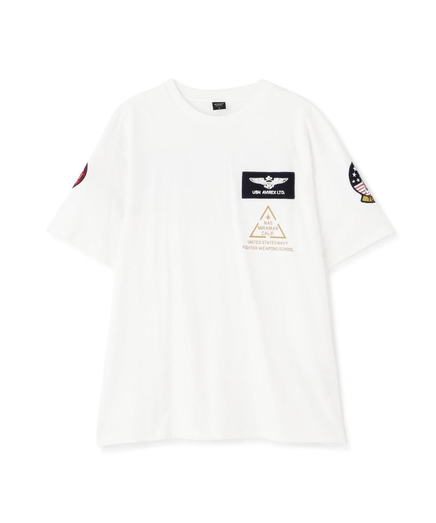 Avirex TOP GUN PATCH PRINT & T-SHIRT, Men's XL, 030, White, 783-3934013