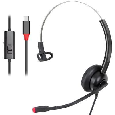 Callez Headset with PC Type C Wired Noise One Online Volume Mute Type C Compatible with Mac Call from For Left and Right Lightweight USB-C Microphone,