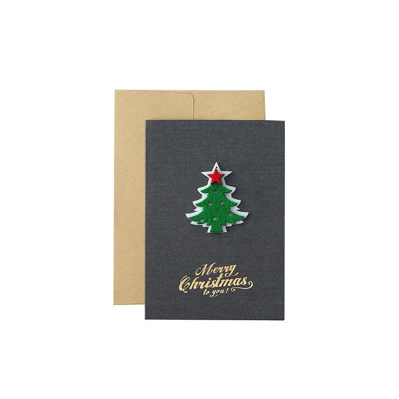 

1PC Felt Greeting Card Merry Christmas Greeting Card Postcards Invitations With Envelope Xmas Cards New Year Gifts Envelope TMZ