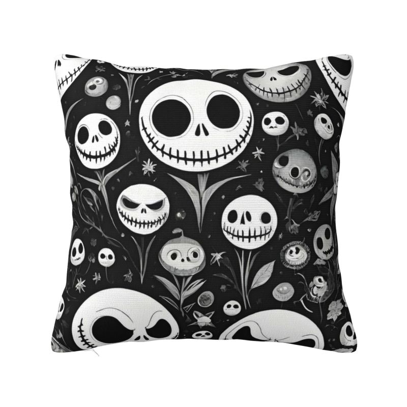 Custom Nightmare Before Christmas Pillow Case for Sofa Jack and Sally Luxury Cushion Cover Square Pillowcase