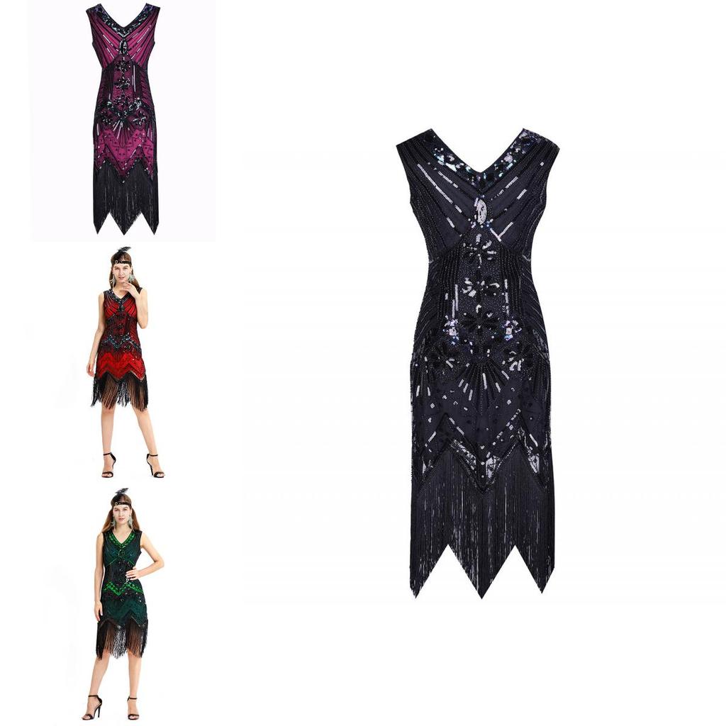 Elegant Gatsby Flapper Beaded Vintage Fringe Sequin Sleeveless Women Party Dresses For Timeless Style