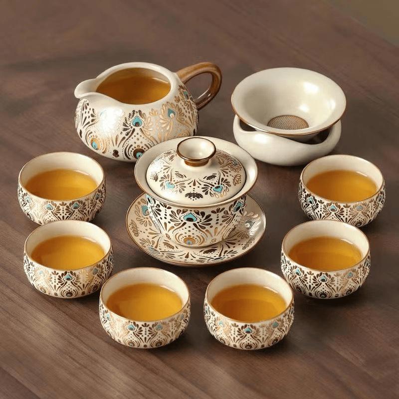 Chaxun Ru Kiln Dunhuang Phoenix Plume Kung Fu Tea Set