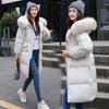 Parka de Algodón Plumífero Chaqueta de Mujer Abrigo Largo Tipo Pan Cuello de Piel Grande Chaqueta Acolchada Versión Chaqueta Acolchada Engrosada