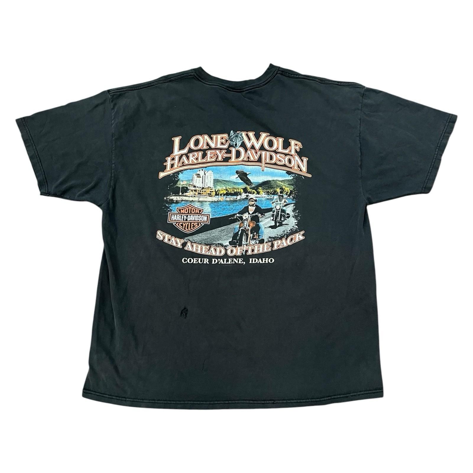 Harley Davidson Motorcycles T-Shirt Mens XL Black Lone Wolf Idaho Vintage 90s Unisex T-Shirt XL