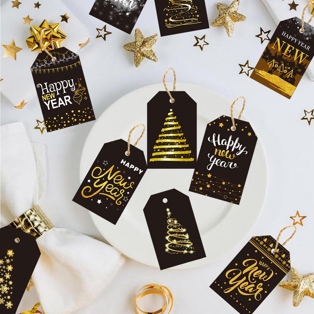 Neujahrsparty Dekoration Etikettenkarte Neujahrstag Silvesterparty Geschenk Geschenk Hanfseil Anhänger
