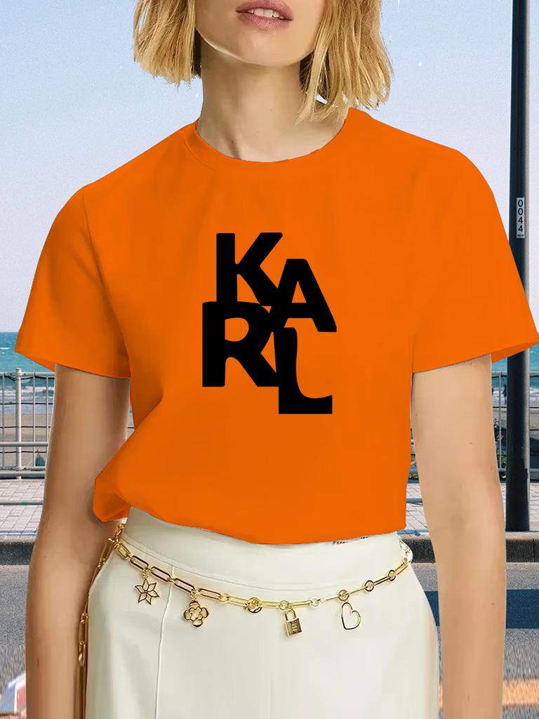 KARL Women's T-Shirt Letter Printing Short Sleeve Cotton Tees High Quality Luxury Brand T-shirt Summer Streetwear Y2k Tops
