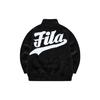 FILA Fusion Solid Color Letter Embroidery Fashion Stand Collar Loose Lamb Fleece Jacket Women jackets Deep-Black T11W242912F-BK