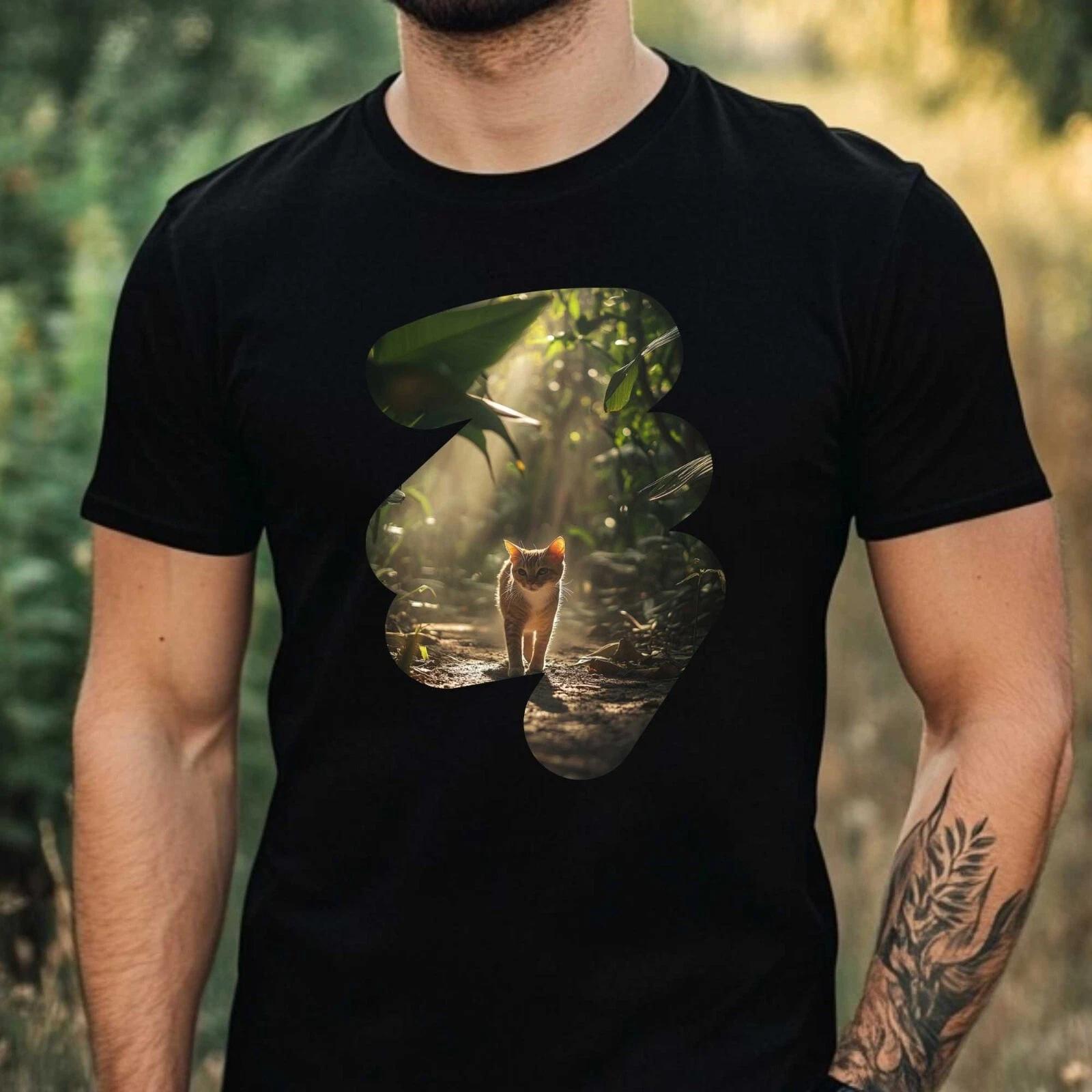 T-Shirt Herren Wilde Katze Motiv Baumwolle Größe XS bis 5XL XL