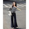 Women's Retro Striped Slanted Collar Knit Sweater