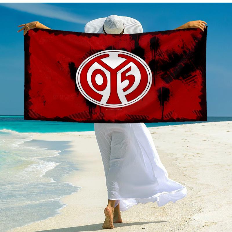 1 Stück Mainz Fußballwappen Strandtuch - Weiche, Saugfähige Mikrofaser, Leicht, Ideal für den Strand, Partys, Reisen, Camping Fanartikel