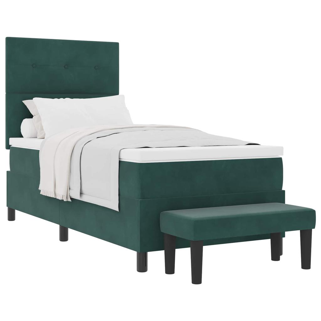 Box Spring Bed with Pillow Dark Green 200 x 80 cm Velvet