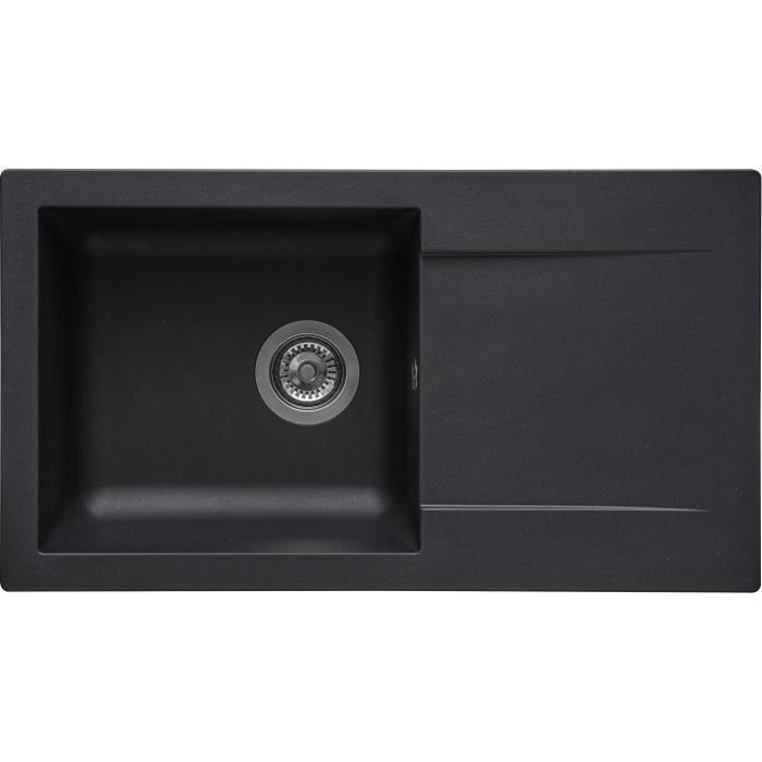 STRADOUR EINNA Built-in Sink, In GLITTER BLACK SMC - 06, 1 Bowl, Dim. 78 * 43.5 Cm, Manual Emptying