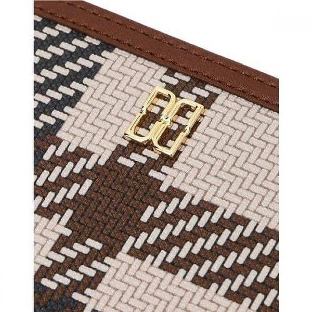 Daks Brown Tartan Check Leather Zip Wallet Dcwa5e210w2