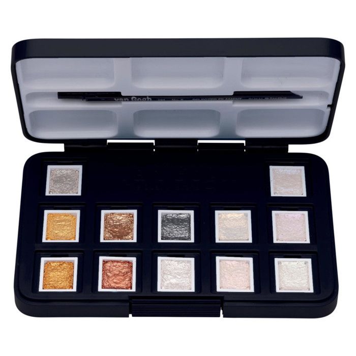 Coffret 12 godets peinture aquarelle Van Gogh Royal Talens couleurs métallisées
