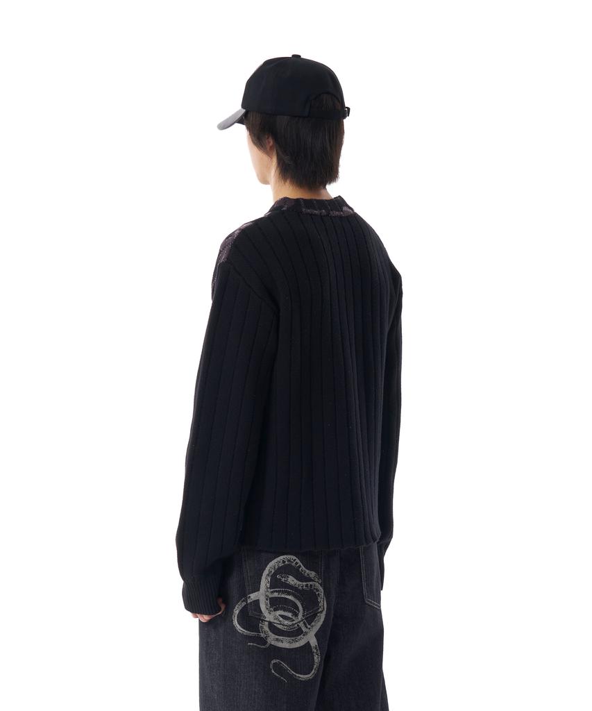 Aakam Camouflage Knit Zip-Up Cardigan (Black)