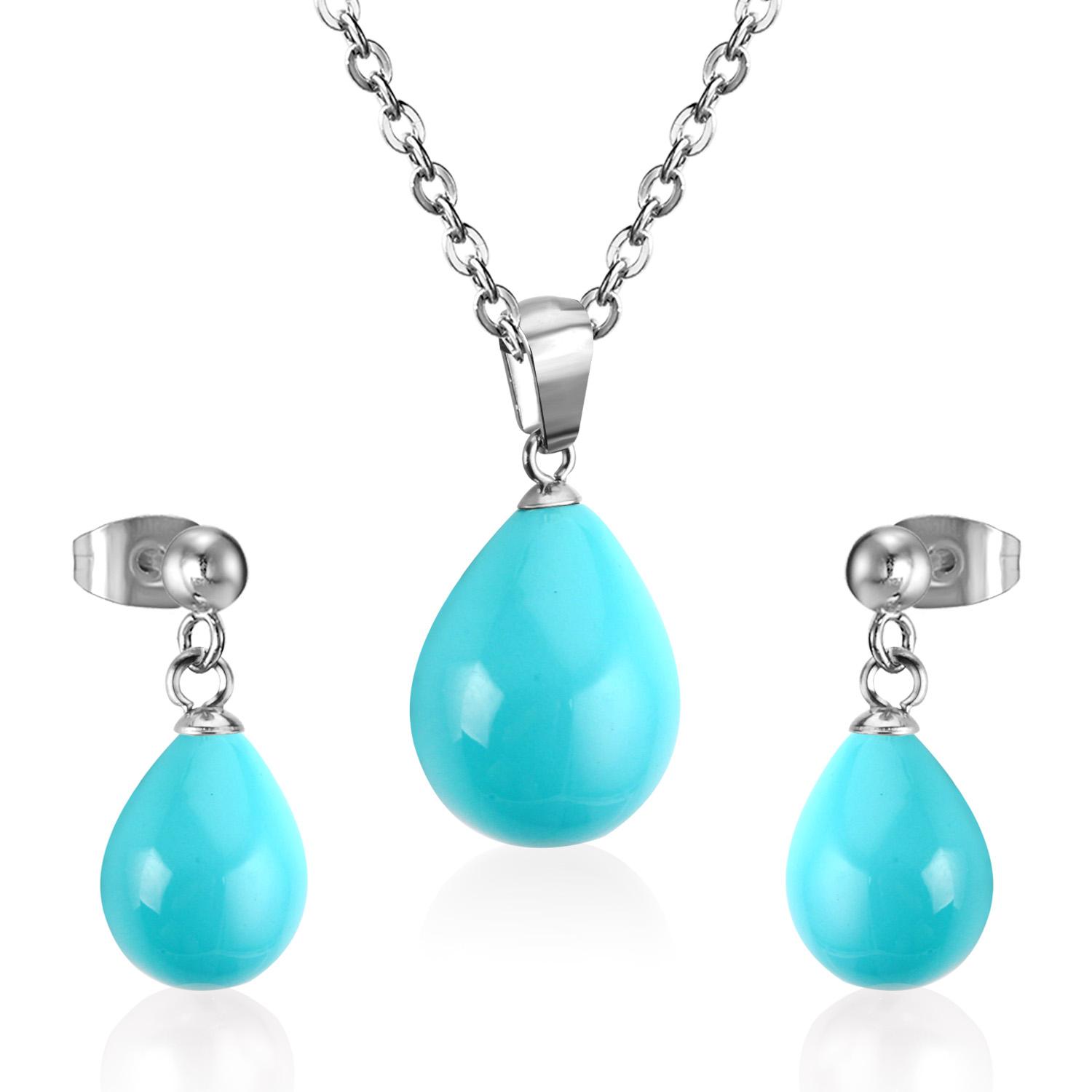 

LUXUKISSKIDS Trendy Fake White Pearl Stainless Steel Chain Necklaces Earrings Sets For Women Indian Jewellry Set parures bijoux