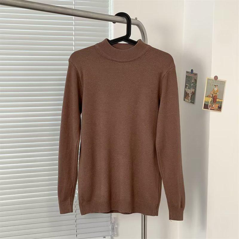 Men’s Half-High Neck Base Layer Knit Sweater Top for Autumn/Winter