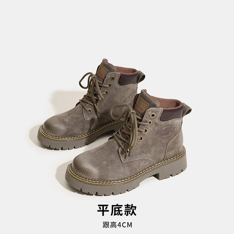 2025 new inner heightening Martin boots outdoor mountaineering retro velvet thermal tooling short boots British rhubarb boots