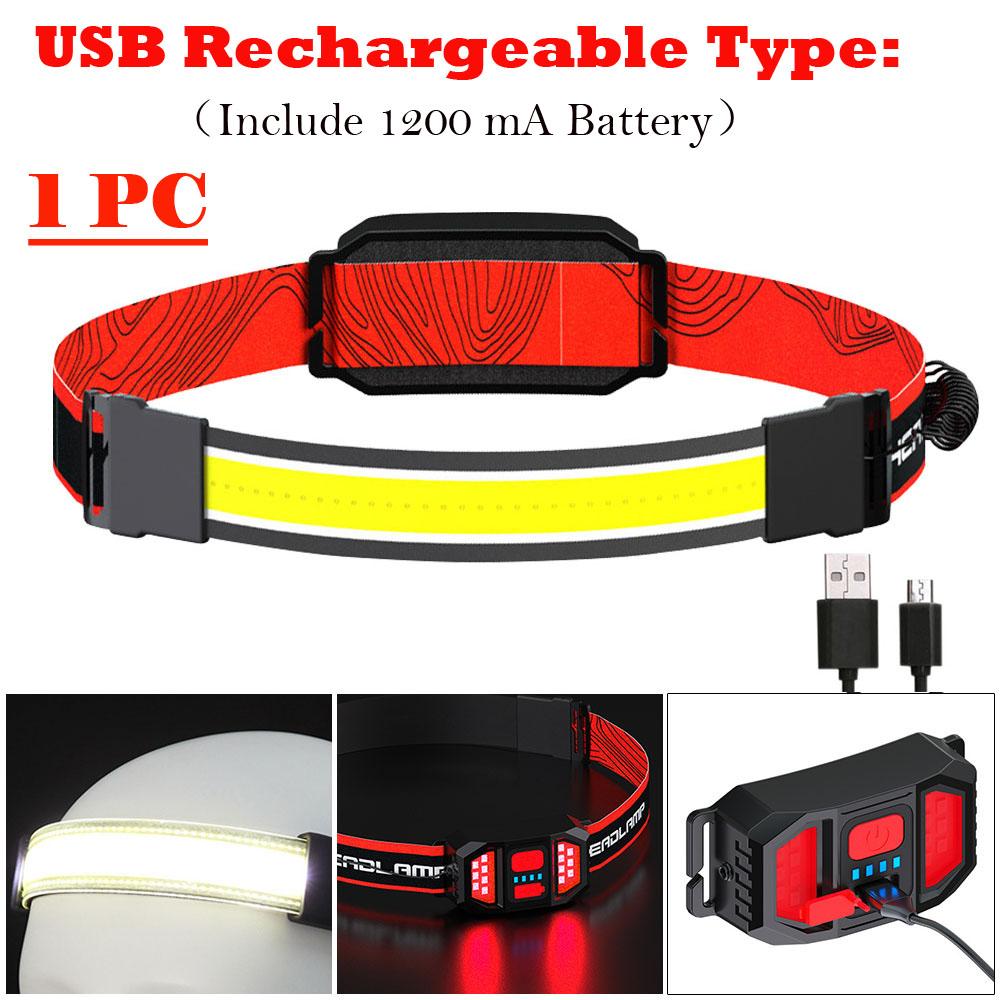 COB LED Strip Headlamp 3Mode 350LM Headlight Waterproof Outdoor Head Torch by AAA Battery Camping Hunting Fishing Mini Lantern
