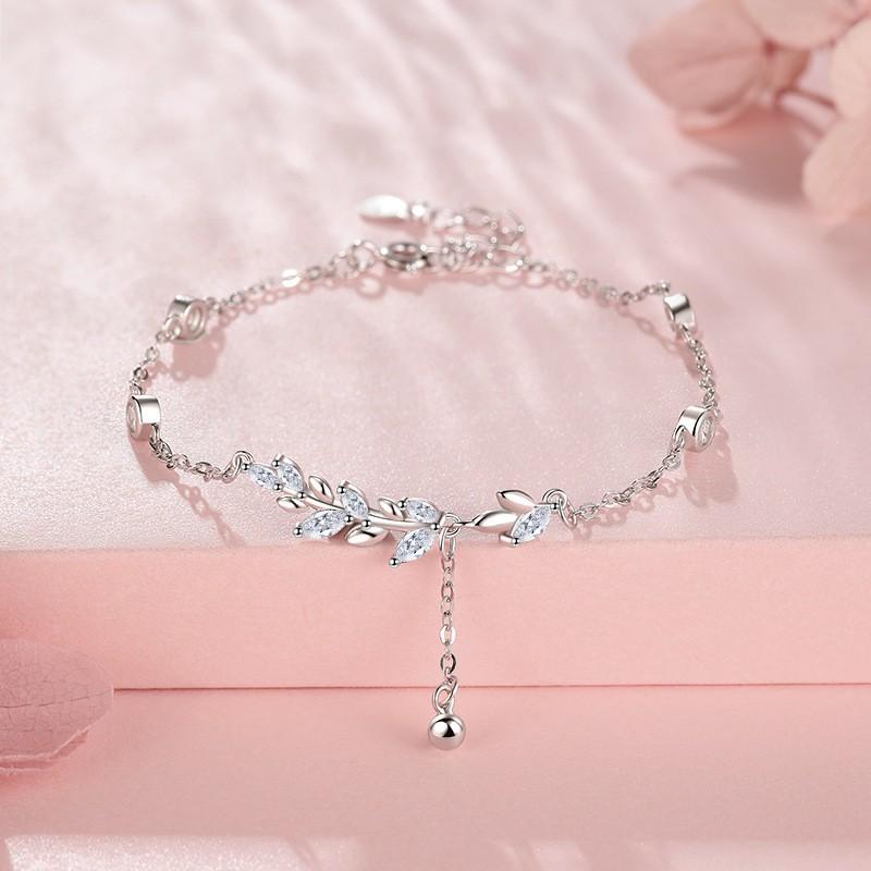 

Браслет-кисточка из чистого серебра S999 с бриллиантами, сладкий свежий браслет из стерлингового серебра 999