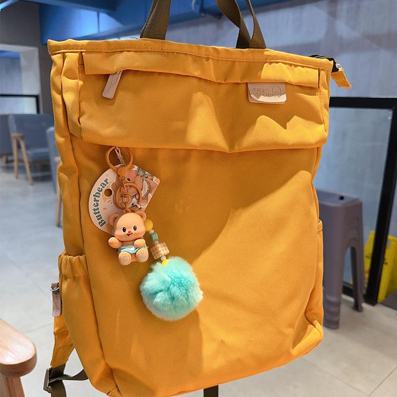 Butterbear Dessert Plush Doll Keychain Ring Butter Bear Cute Car Key Chain Pendant