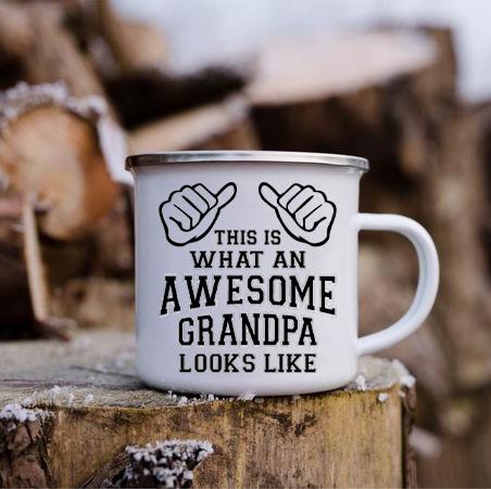 Best Grandpa In The World Print Mug Coffee Mugs Camping Drink Water Cups Vintage Enamel Cups Birthday Father's Day Grandpa Gifts